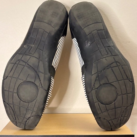 Ros Hommerson Black & White Striped Leather Slip On Shoes Size 9 - Picture 14 of 15